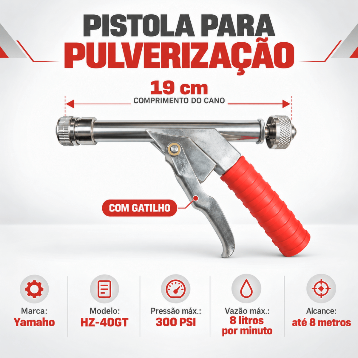 Pistola para Pulverização HZ-20GT com Gatilho - Yamaho