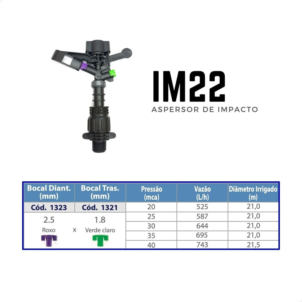 Aspersor de Impacto IM22 com Bocal 635 l/h - Zanagro