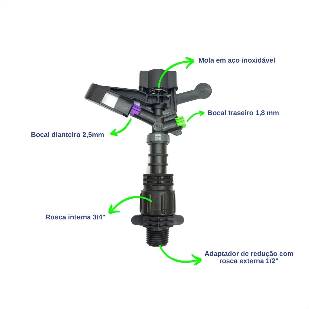 Aspersor de Impacto IM22 com Bocal 635 l/h - Zanagro