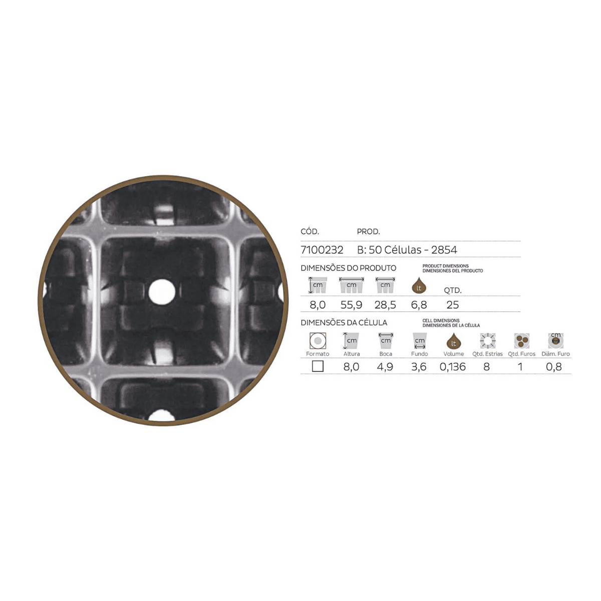 Bandeja 50 Células Quadrada Nutriplan - 50 unid. - Zanagro