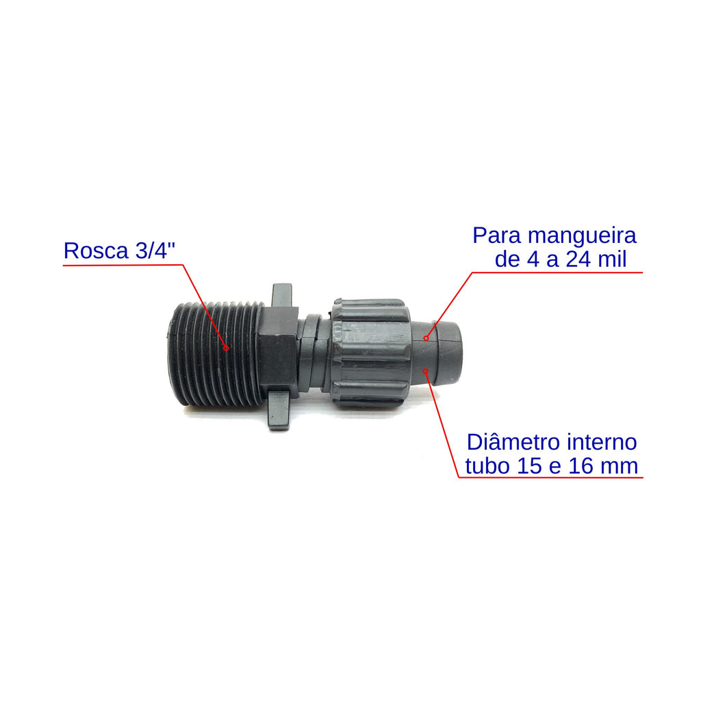 Conector Inicial c/ Rosca 3/4" x 16mm