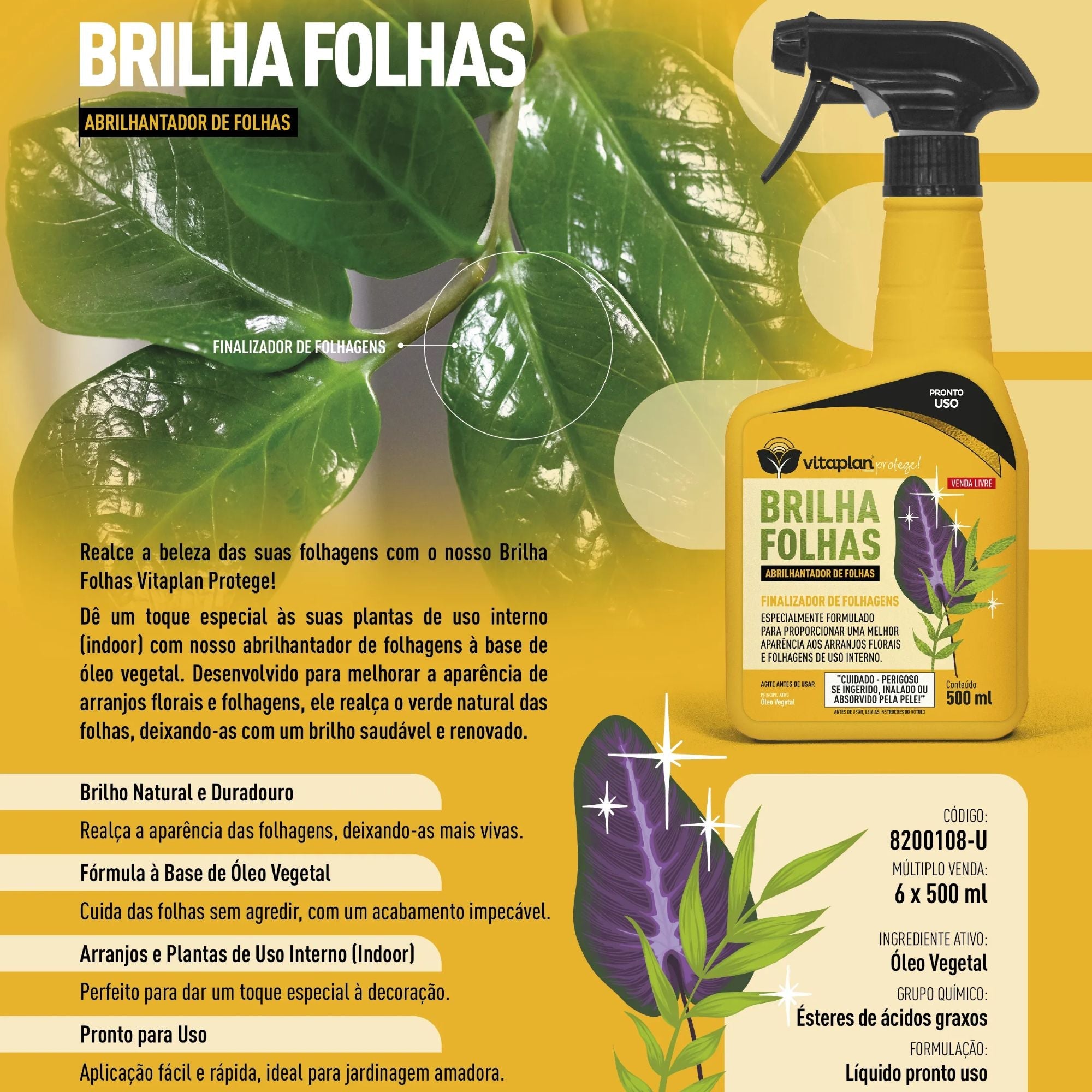 Brilha Folhas Pronto Uso 500ml - Vitaplan - Zanagro