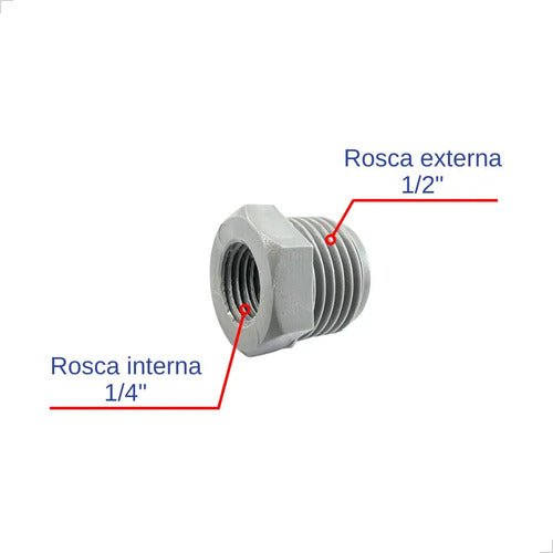 Bucha redução 1/2" Macho x 1/4" Fêmea p/ Irrigação - Zanagro