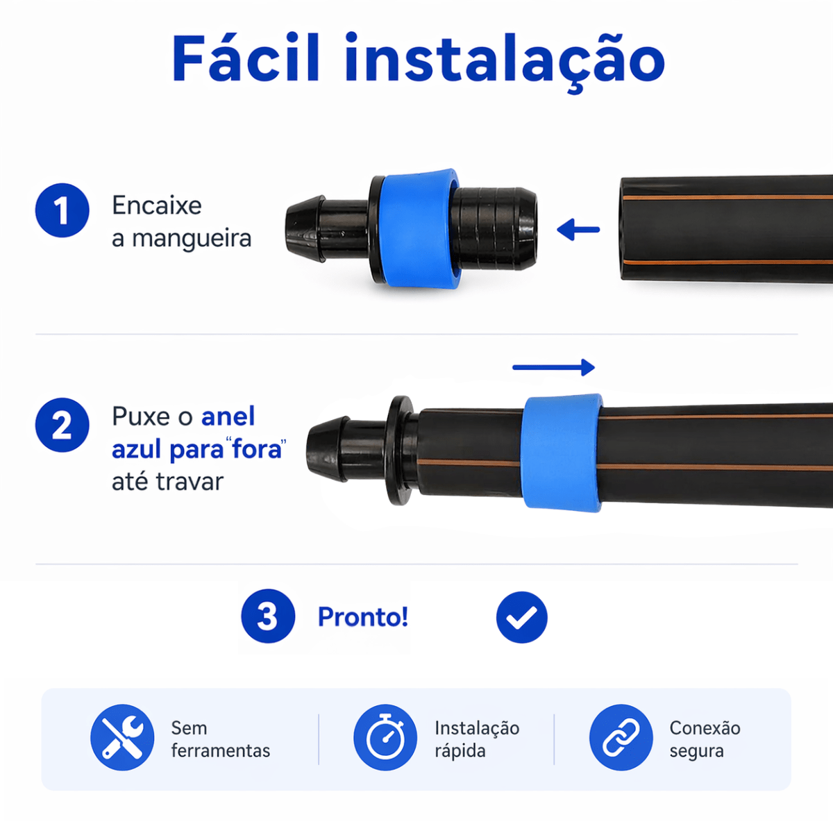 Conector Inicial 16mm com Anel Azul Netafim - 10 unid - Zanagro