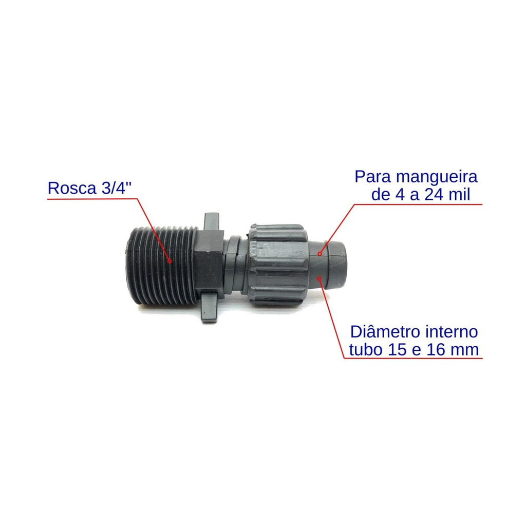 Conector Inicial c/ Rosca 3/4" x 16mm - Zanagro