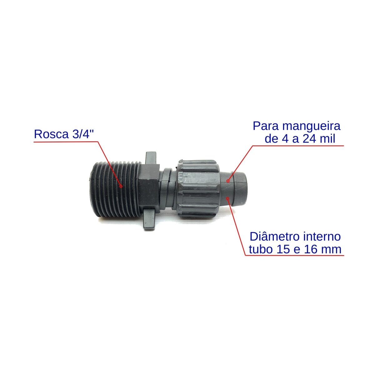 Conector Inicial c/ Rosca 3/4" x 16mm - Zanagro
