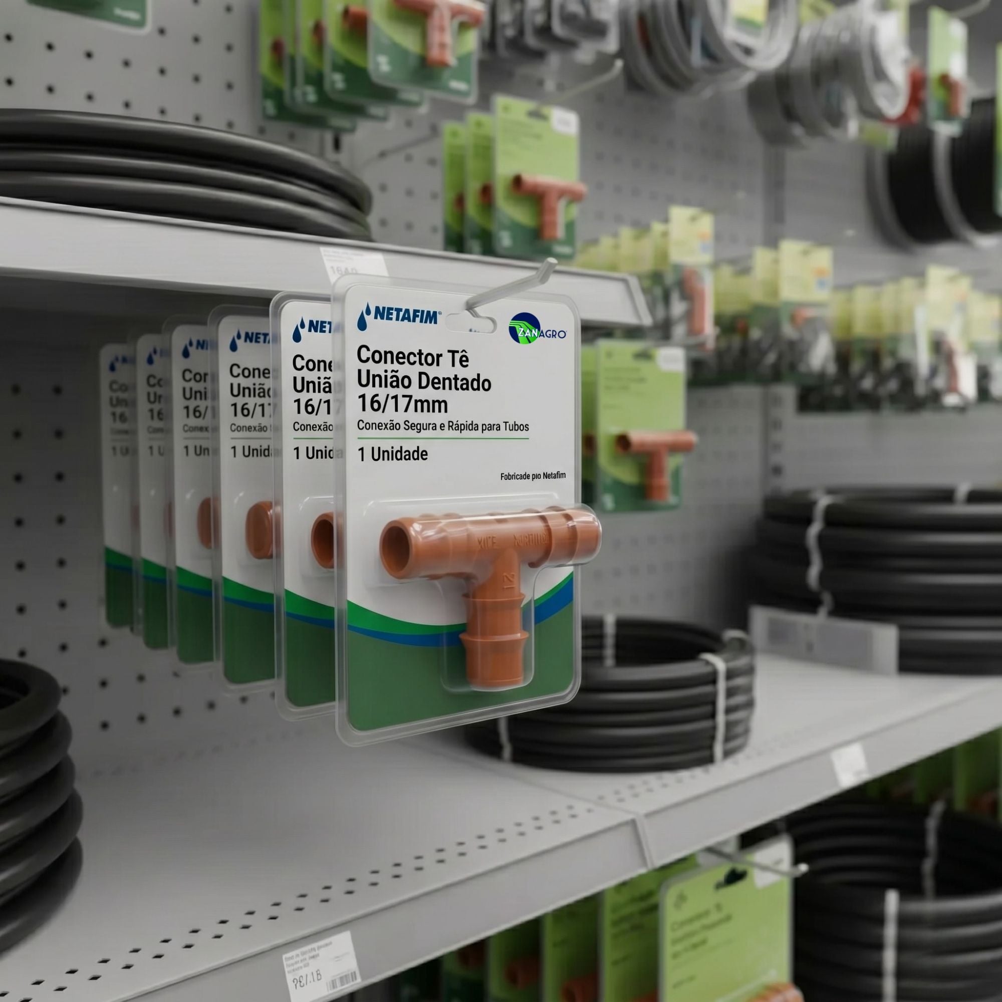 Conector Tê Dentado 16/17mm Netafim - 10 unid. - Zanagro