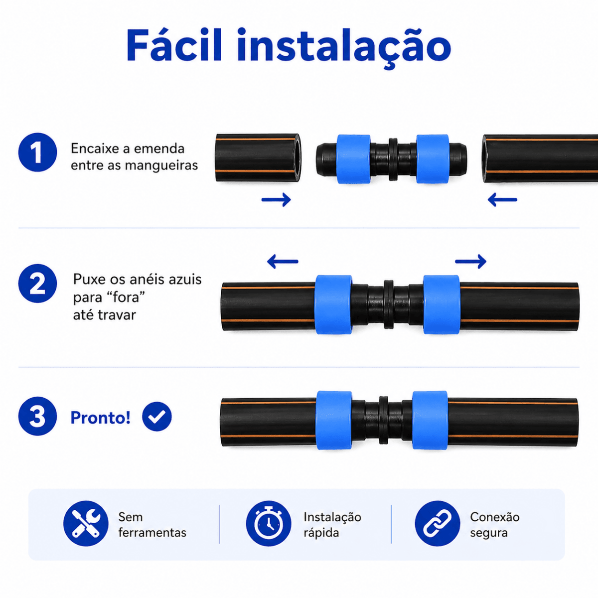 Conector União 16mm com Anel Azul Netafim - 25 unid. - Zanagro