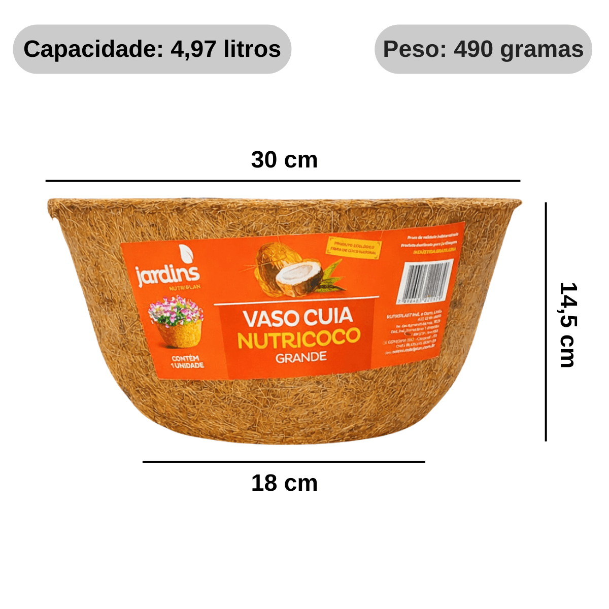Cuia Fibra de Coco Nutriplan Grande - Zanagro