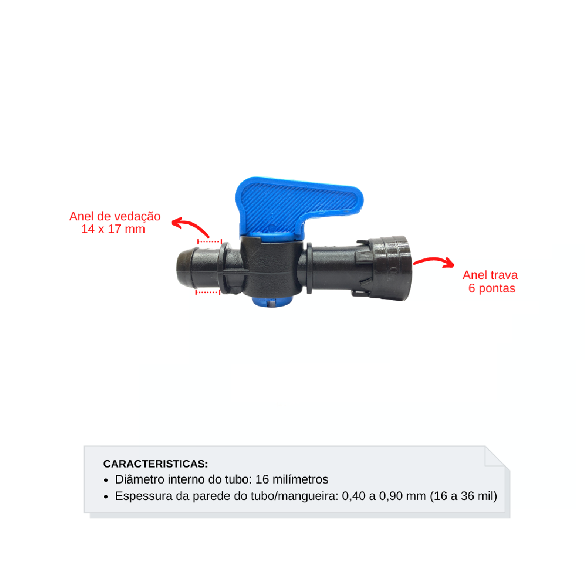 Registro Inicial 16mm c/ Anel 6 Pontas (16 a 36 mil)