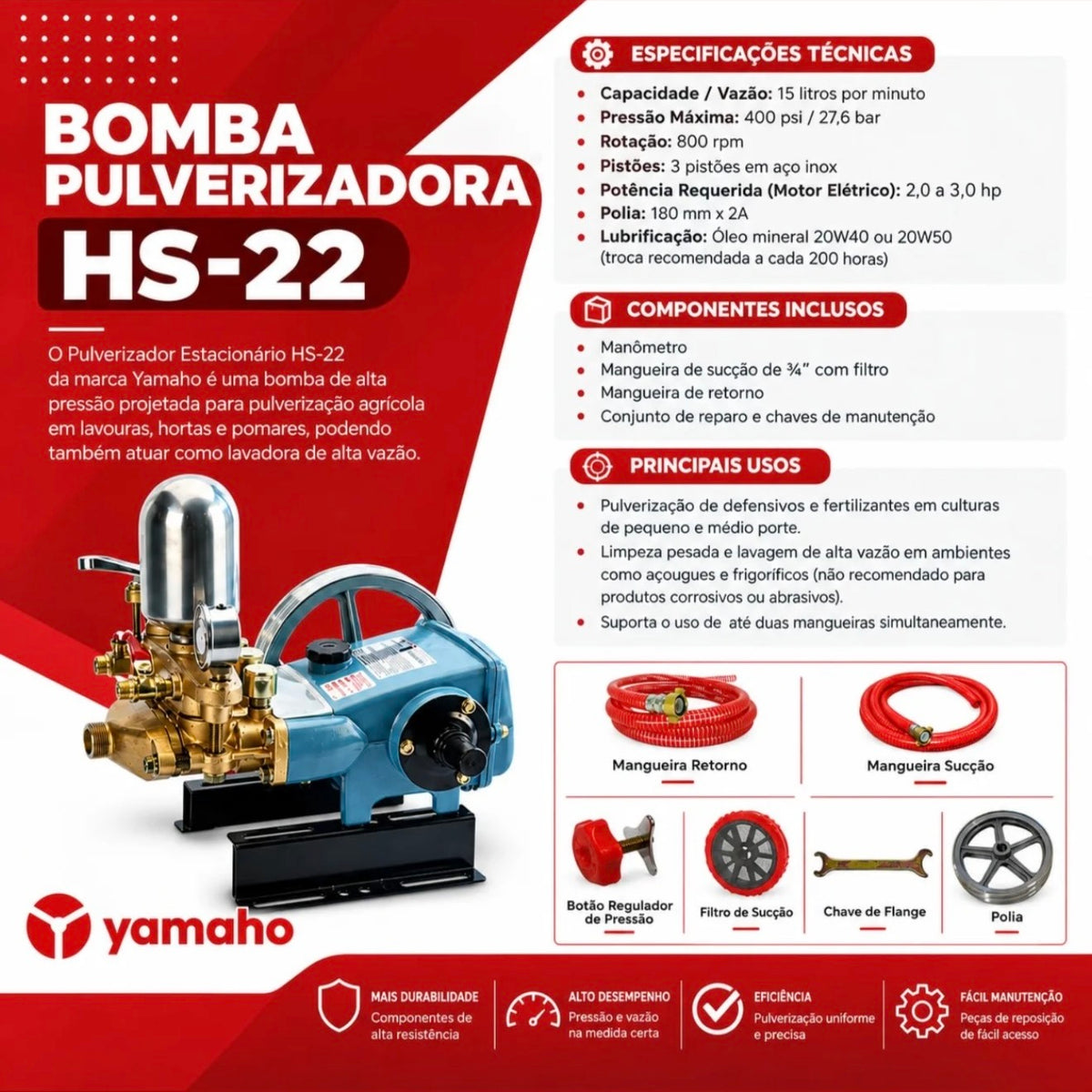 Pulverizador Estacionário Yamaho HS-22 15 l/m