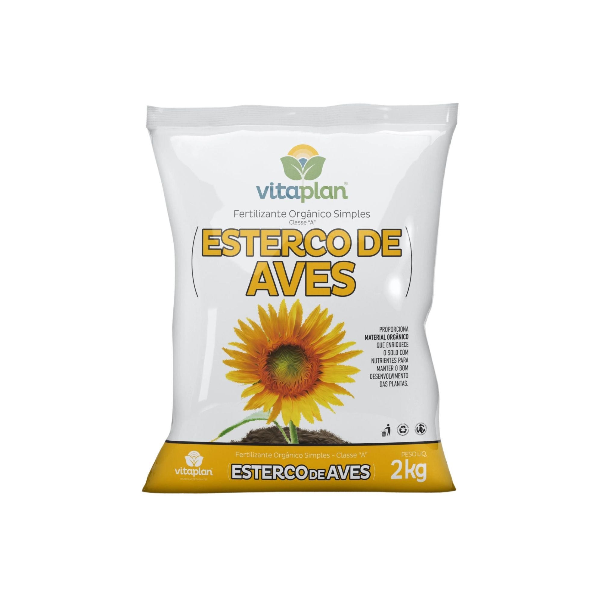Esterco de Aves Vitaplan 2 kg Fertilizante Orgânico Natural - Zanagro