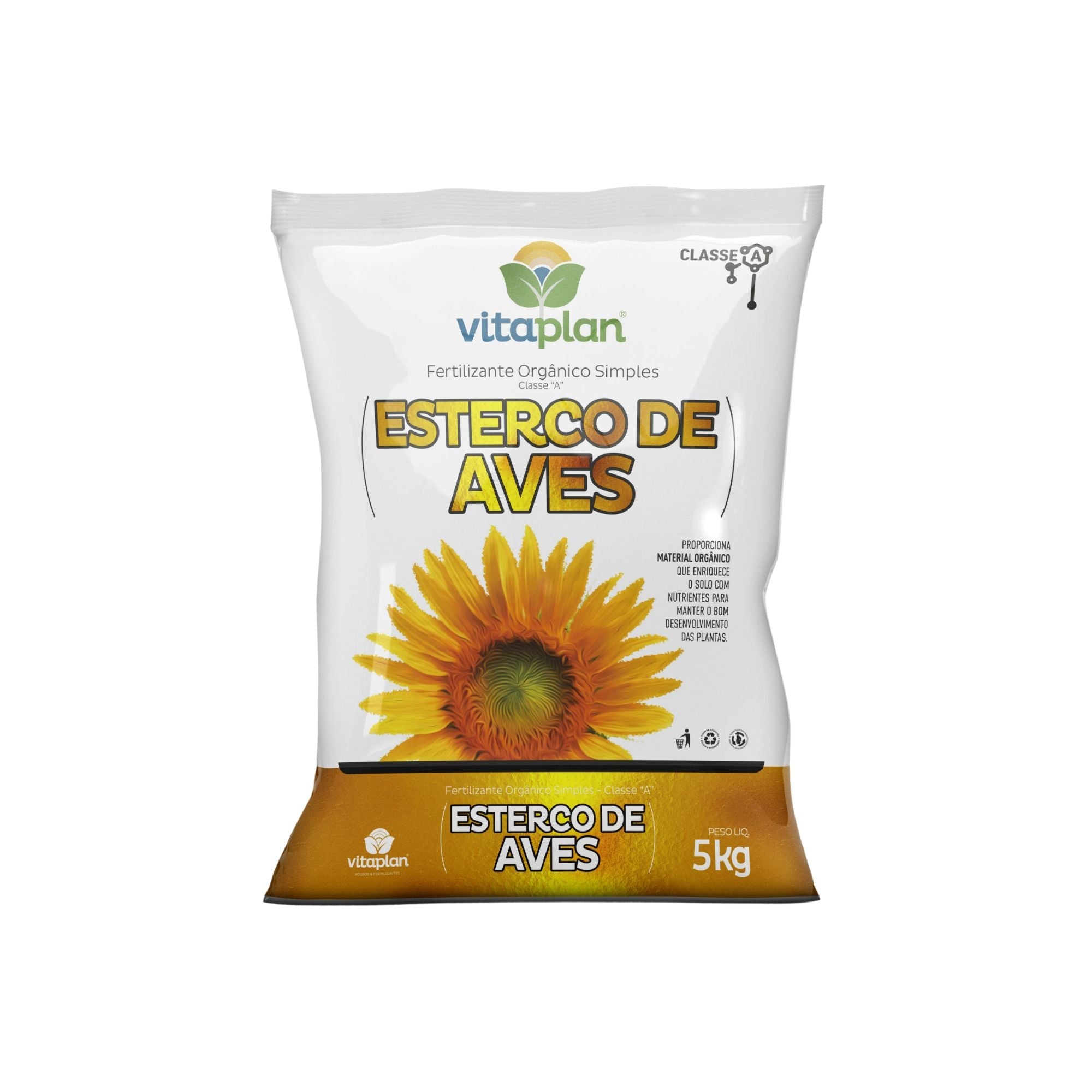 Esterco de Aves Vitaplan 5 kg Fertilizante Orgânico Natural - Zanagro