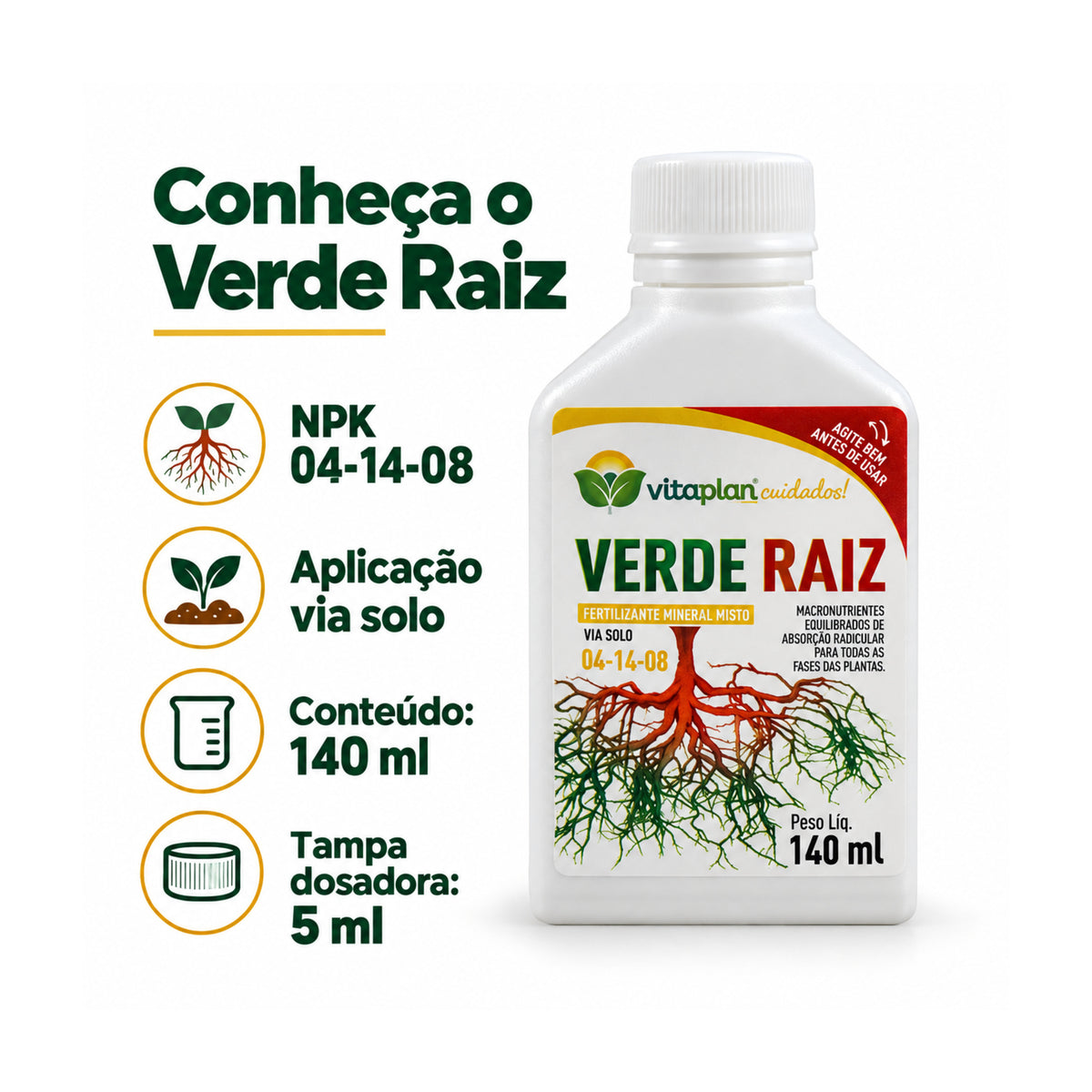 Fertilizante Verde Raiz 140ml - Vitaplan