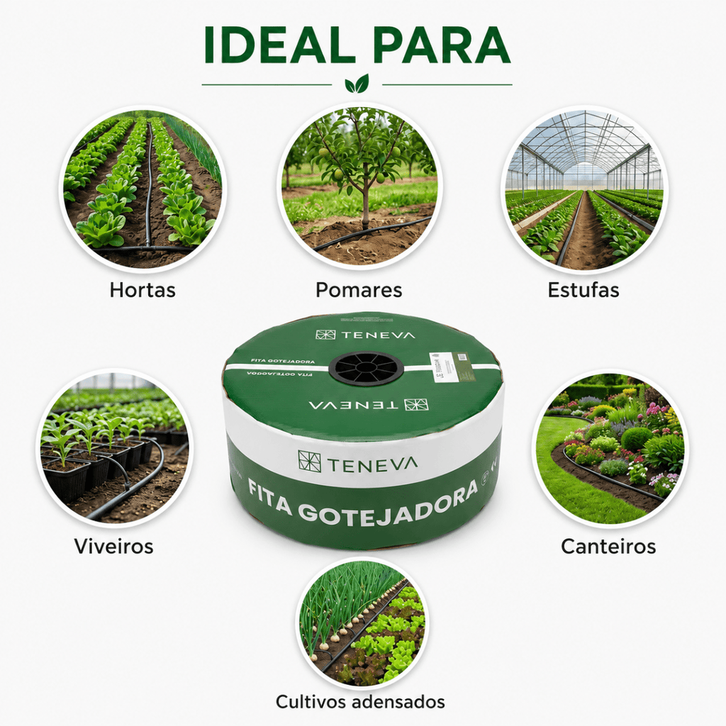 Fita Gotejadora Teneva NC 16mm 8MIL 1,6l/h - 2.000 metros - Zanagro
