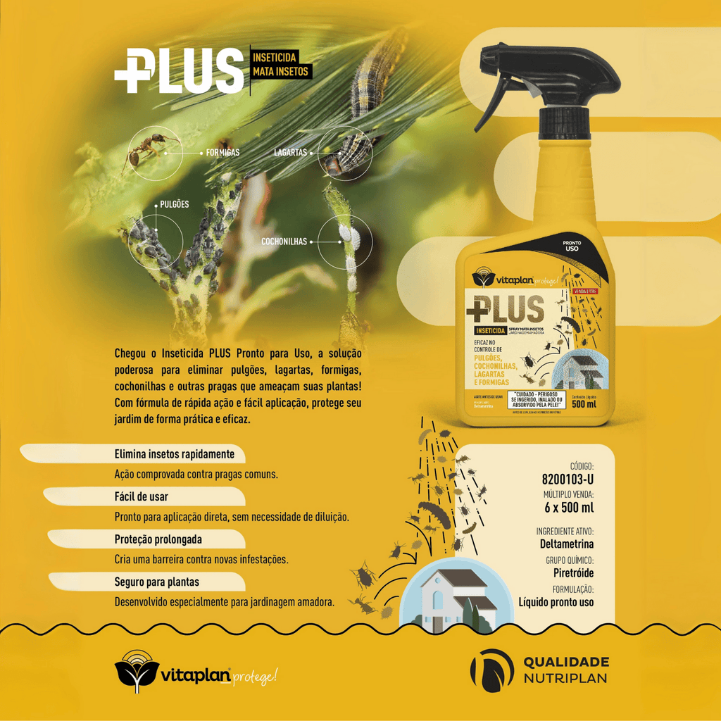 Inseticida Plus Pronto Uso 500ml - Vitaplan - Zanagro
