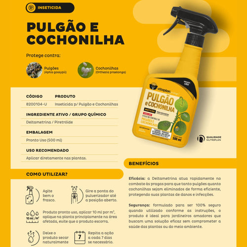 Inseticida Pulgão e Cochonilha Pronto Uso 500ml - Vitaplan - Zanagro