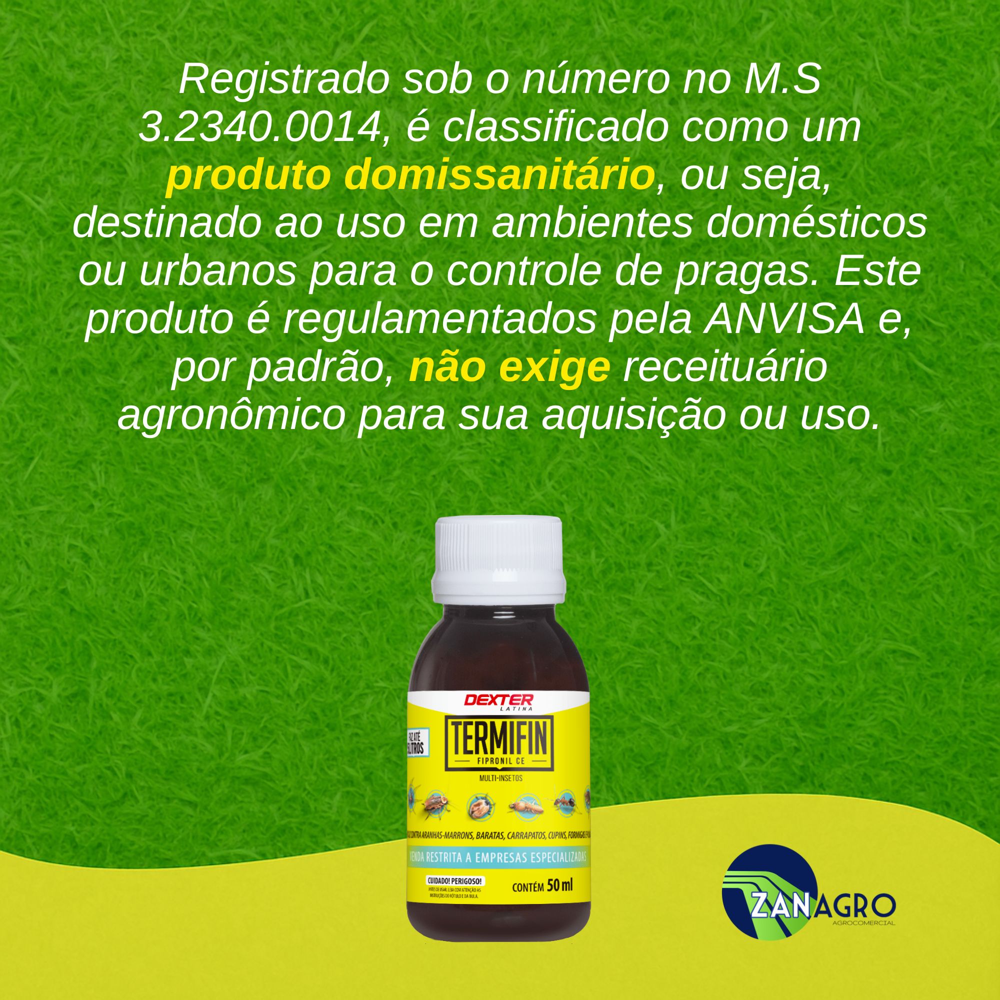 Termifin Fipronil CE 50ml Multi-insetos Concentrado – Zanagro