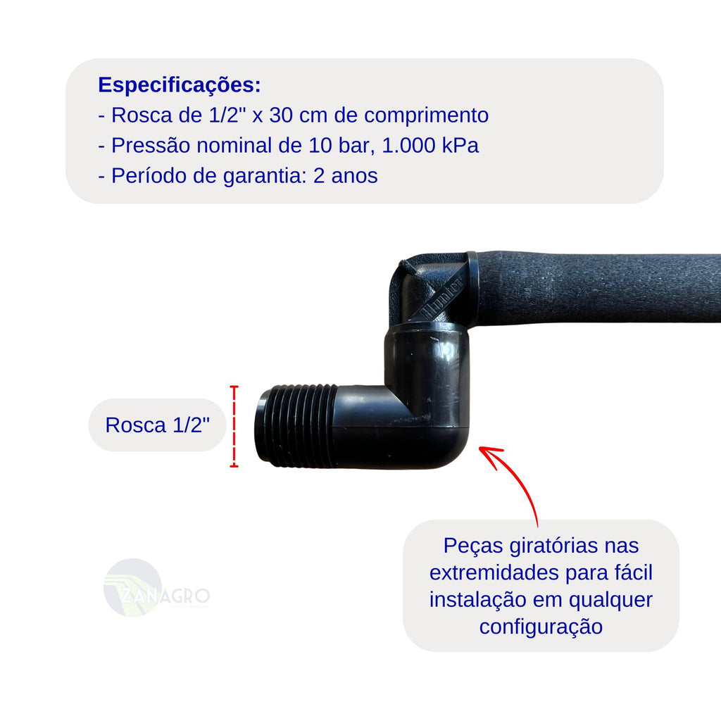 Junta Articulada 30cm 1/2" Hunter (Swing Joint) - 10 unid. - Zanagro