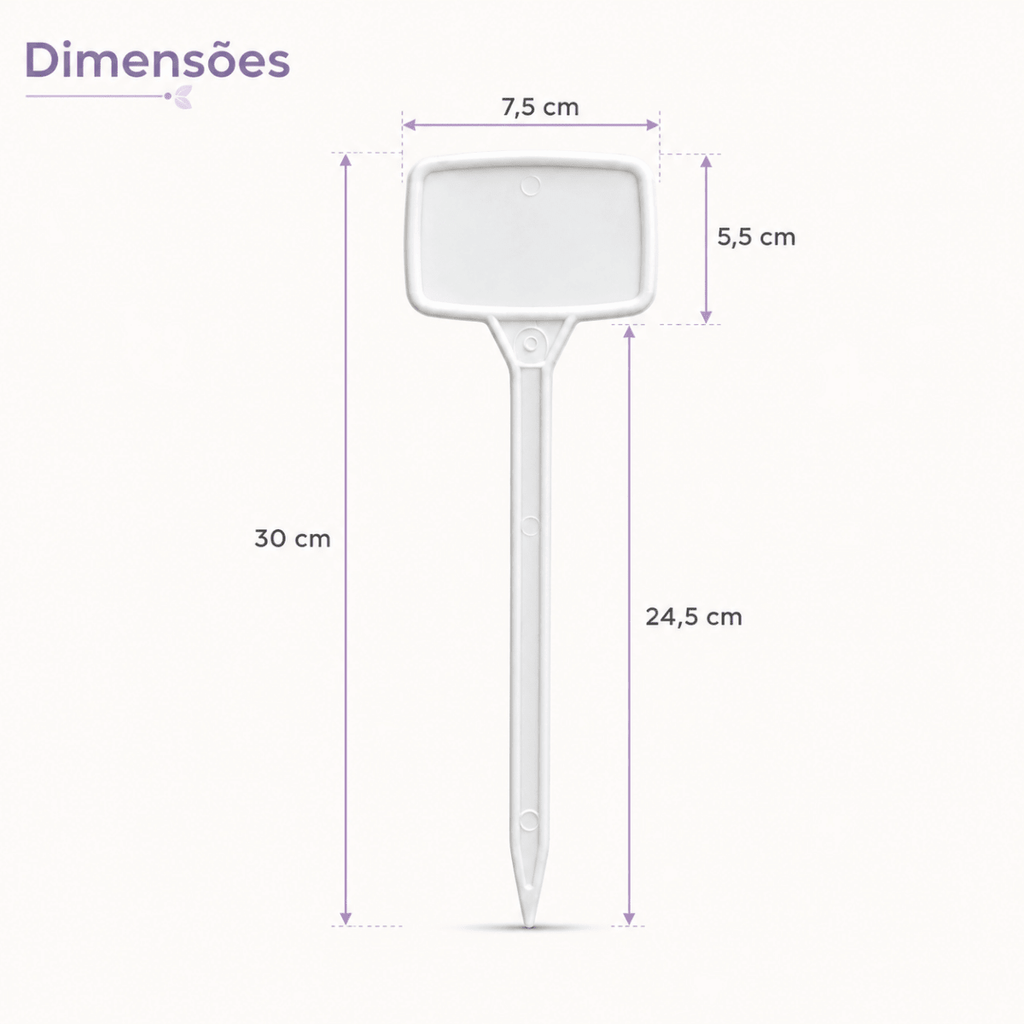 Kit 50 Identificador de Plantas 30cm Nutriplan Branco + 2 Canetas - Zanagro