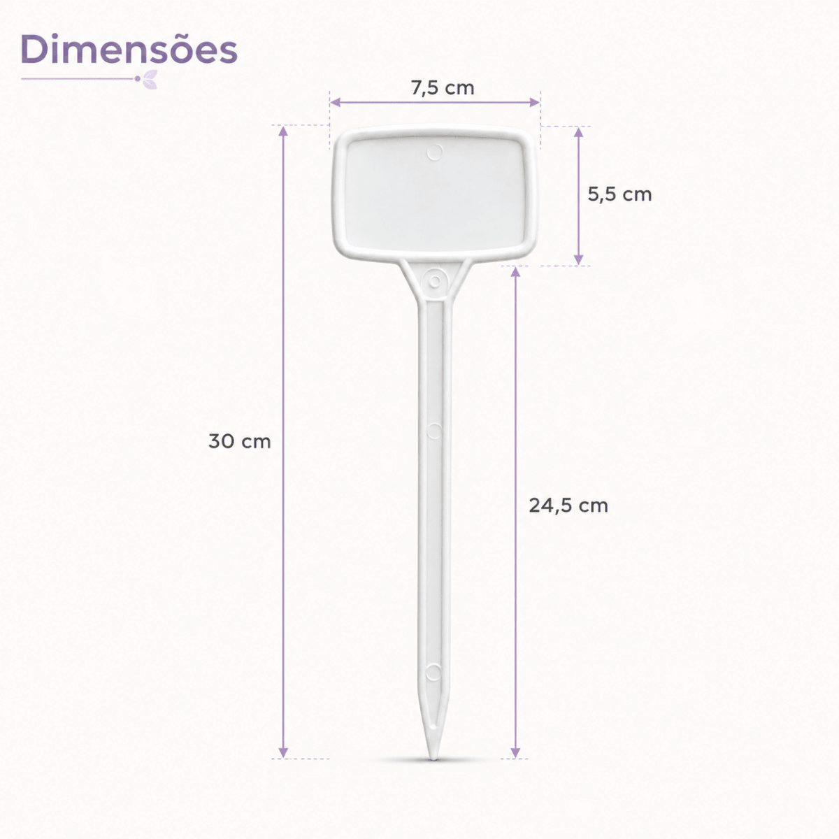 Kit 50 Identificador de Plantas 30cm Nutriplan Branco + 2 Canetas - Zanagro