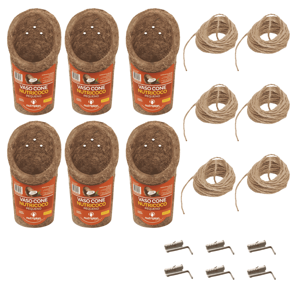 Kit 6 Vasos Fibra Coco Nutriplan Cone Para Jardim Vertical - Zanagro