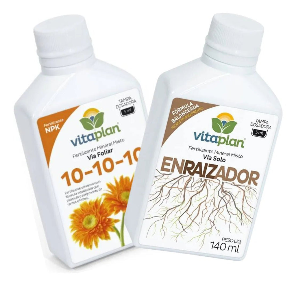 Kit Fertilizantes NPK 10 - 10 - 10 + Enraizador (140ml) Vitaplan - Zanagro