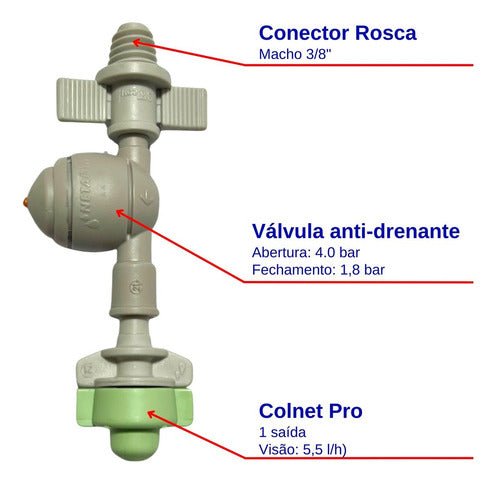 Kit Nebulizador Netafim Coolnet Pro 5,5 l/h com Válvula Antidrenante - 100 Unid. - Zanagro