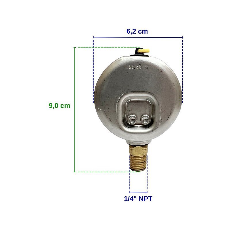 Manômetro com Glicerina 0 a 17 Bar 1/4" - Zanagro
