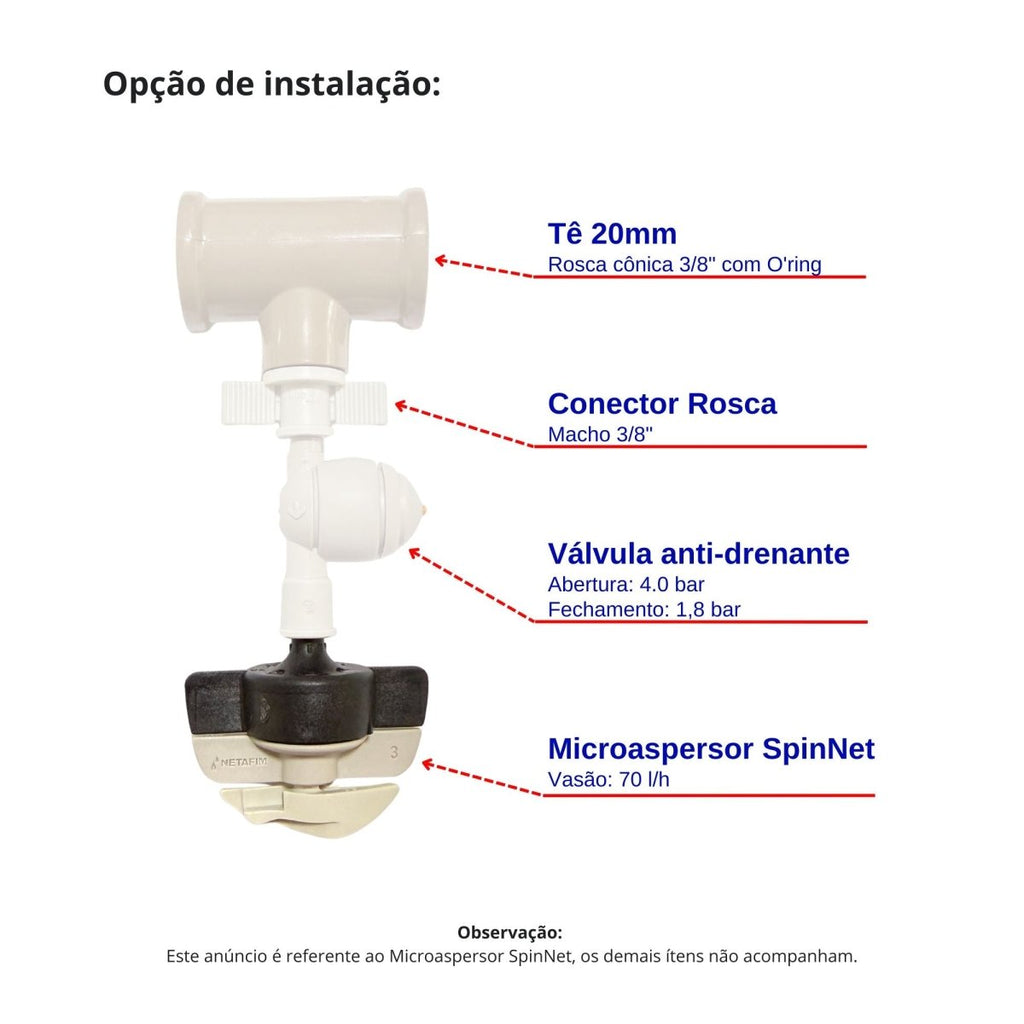 Microaspersor Rotor SpinNet FLT 70 l/h (Preto) - 10 unid. - Zanagro