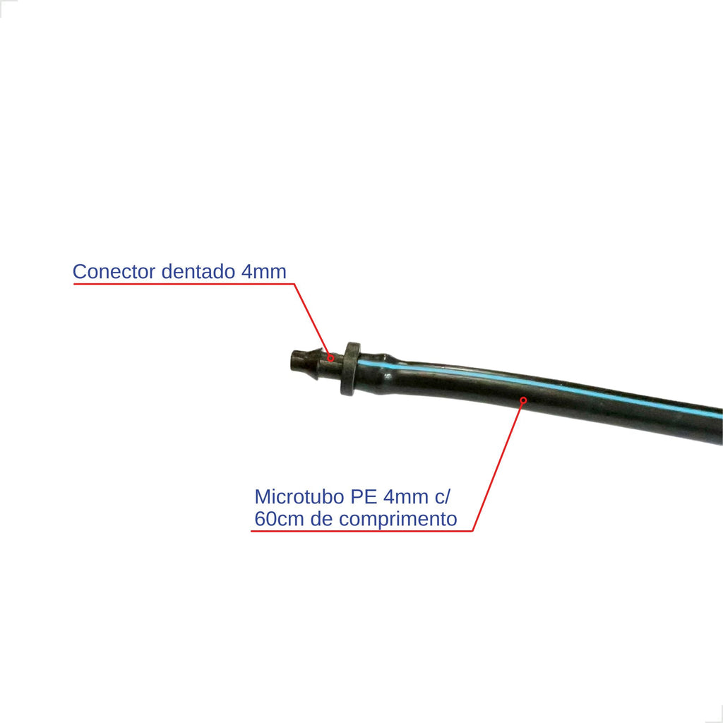 Microtubo PE 7x4mm 60cm c/ Conector Dentado - 100 unid. - Zanagro