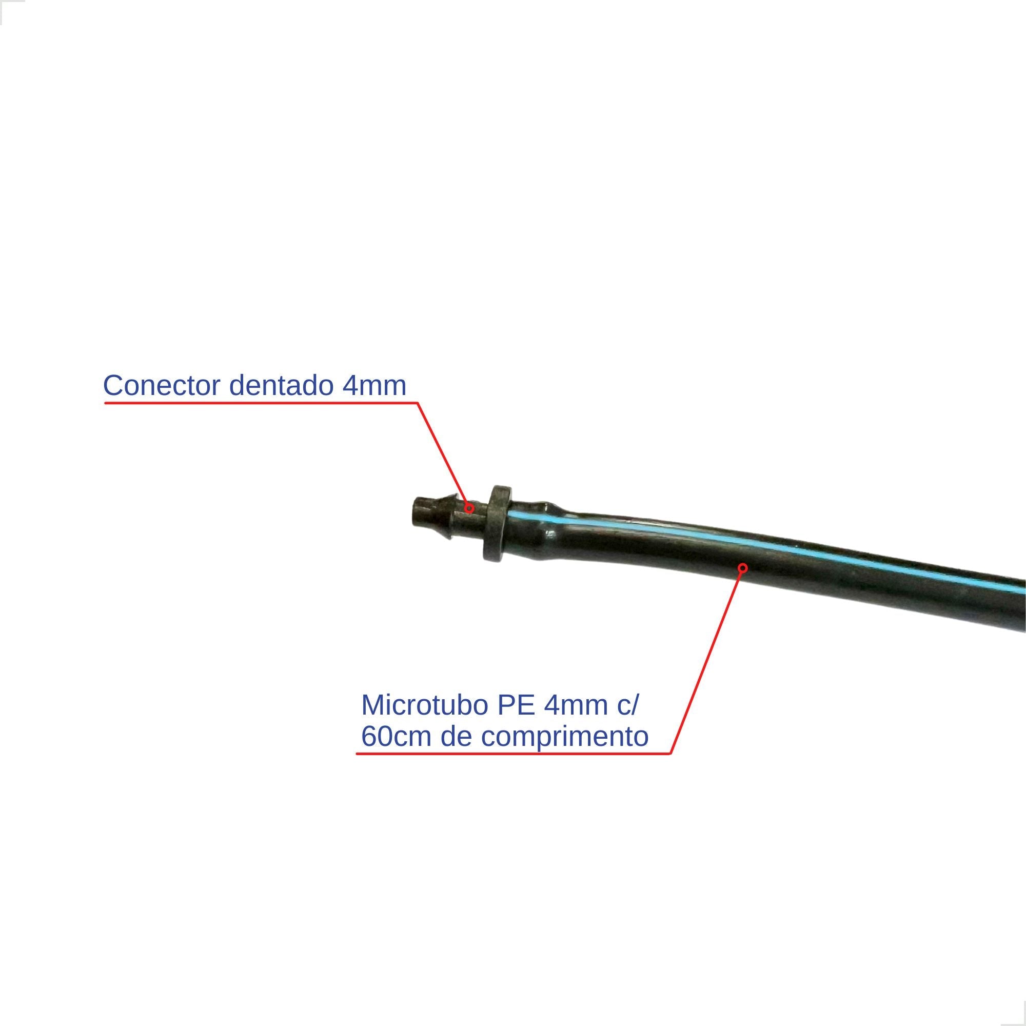 Microtubo PE 7x4mm 60cm c/ Conector Dentado - 100 unid. - Zanagro