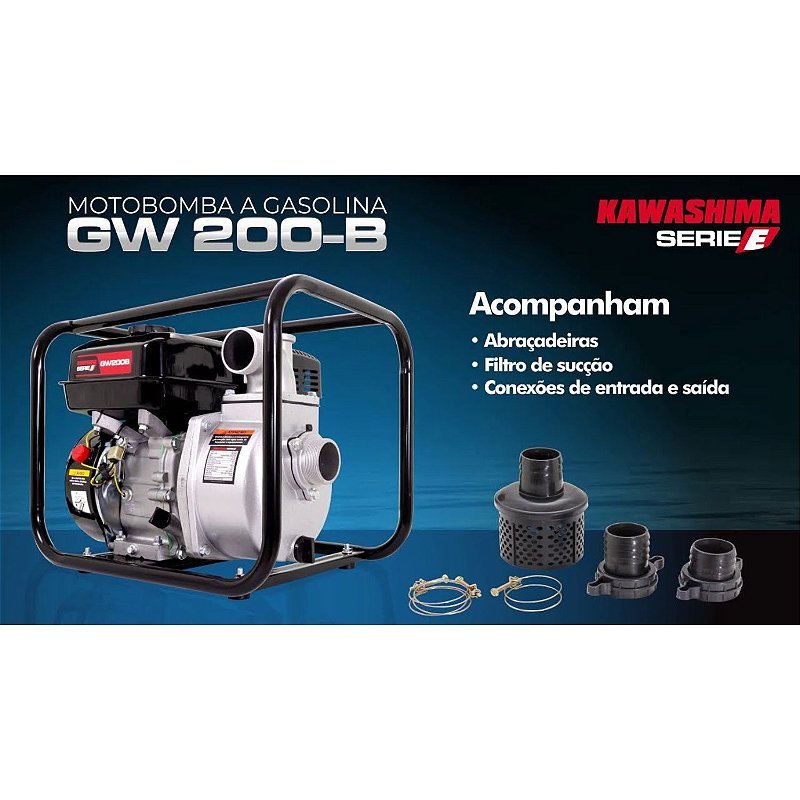 Motobomba a Gasolina 4T Kawashima GW 200 - B Autoescorvante 30.000 l/h - Zanagro