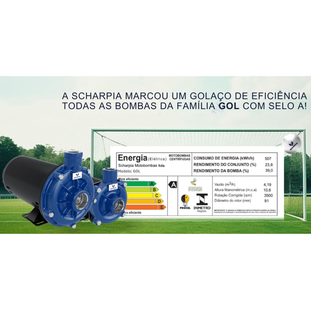 Motobomba Centrífuga Gol - 007H 3cv 60h 23,5m³/h Bivolt - Scharpia - Zanagro