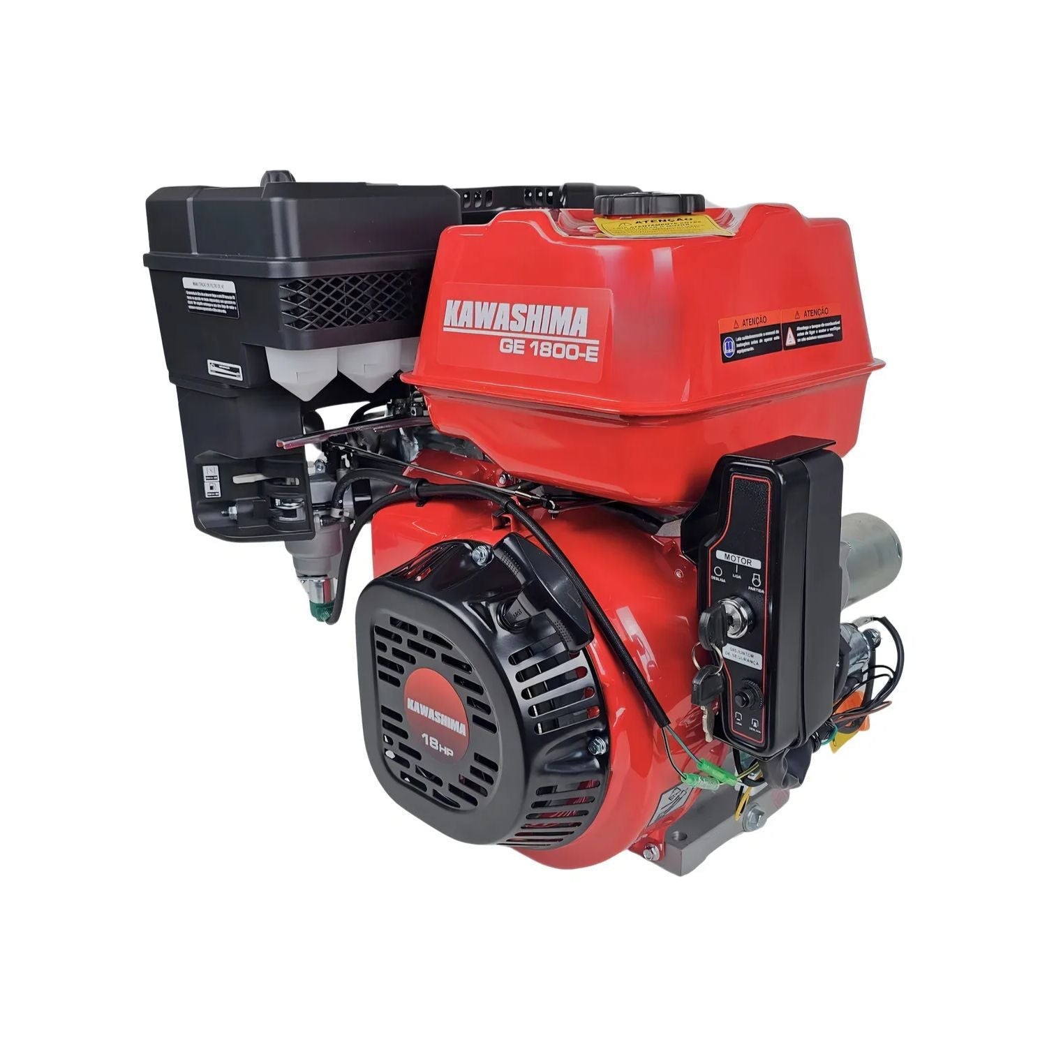 Motor Estacionário Kawashima GE 1800 - E a Gasolina 18hp 500cc com Partida Elétrica - Zanagro