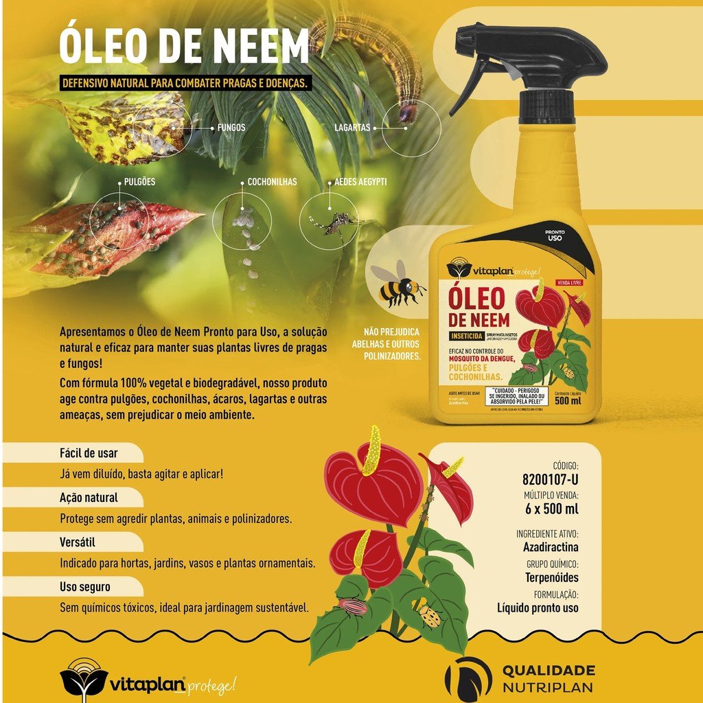 Óleo de Neem Pronto Uso 500ml - Vitaplan - Zanagro