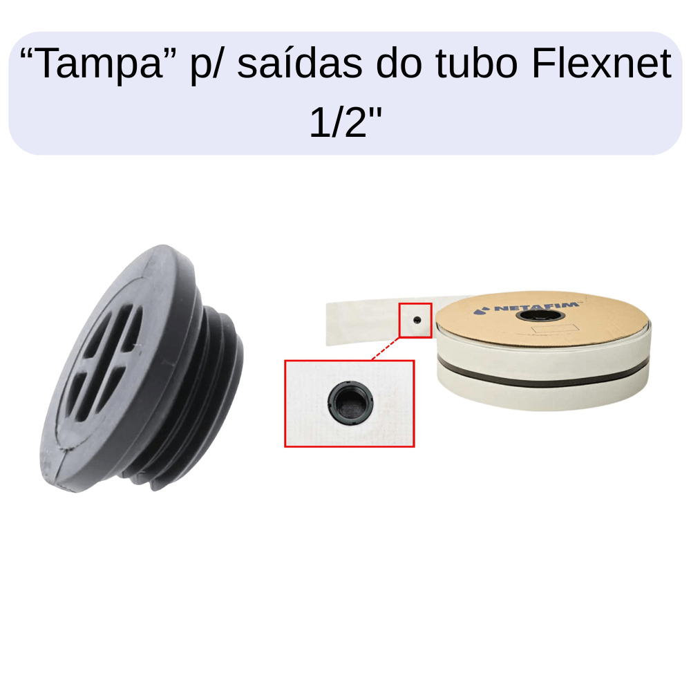 Plug (Tampão) para Flexnet 1/2"com O'ring Netafim - 50 unid. - Zanagro