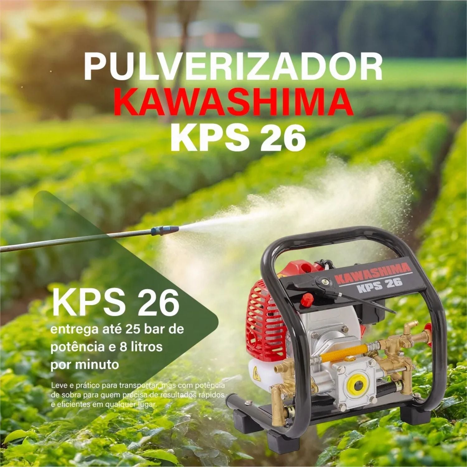 Pulverizador Estacionário Kawashima KPS 26 a gasolina 25,4 cc 25 bar - Zanagro