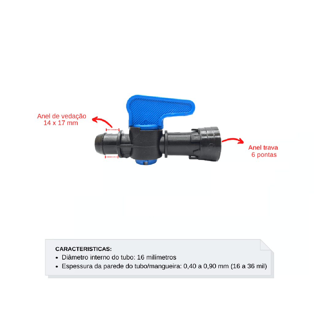 Registro Inicial 16mm c/ Anel 6 Pontas (16 a 36 mil) - Zanagro