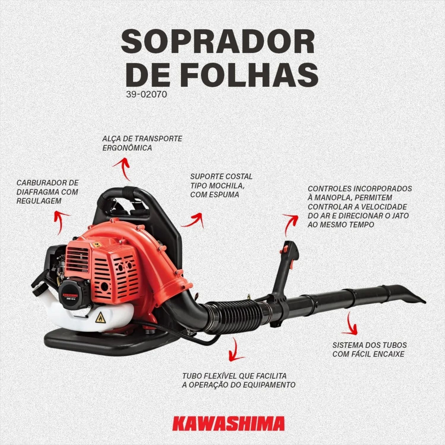 Soprador de Folhas Costal 43cc KWB 43-A - Kawashima – Zanagro