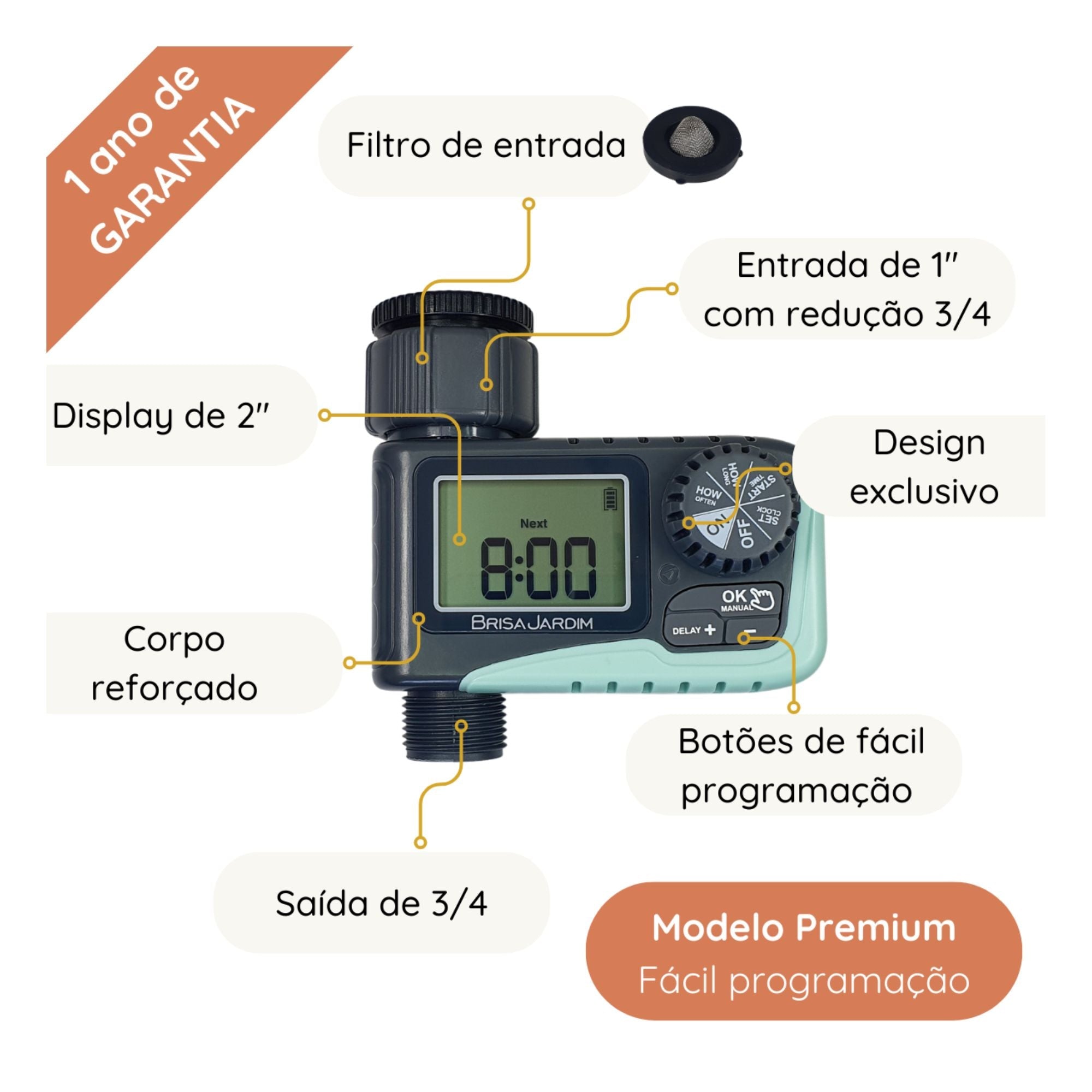 Temporizador Digital p/ Irrigação 1 Saída - TIE11 - Zanagro