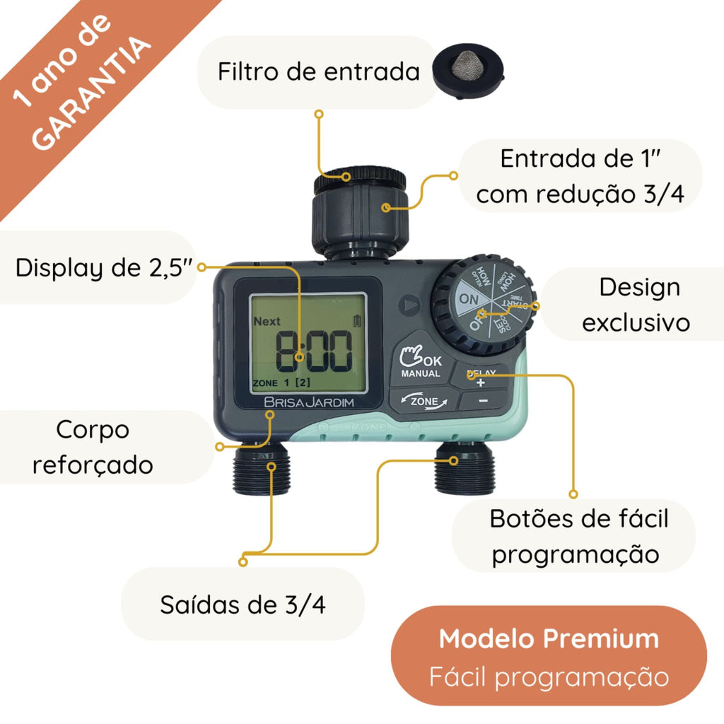 Temporizador Digital p/ Irrigação 2 Saída - TIE21 - Zanagro