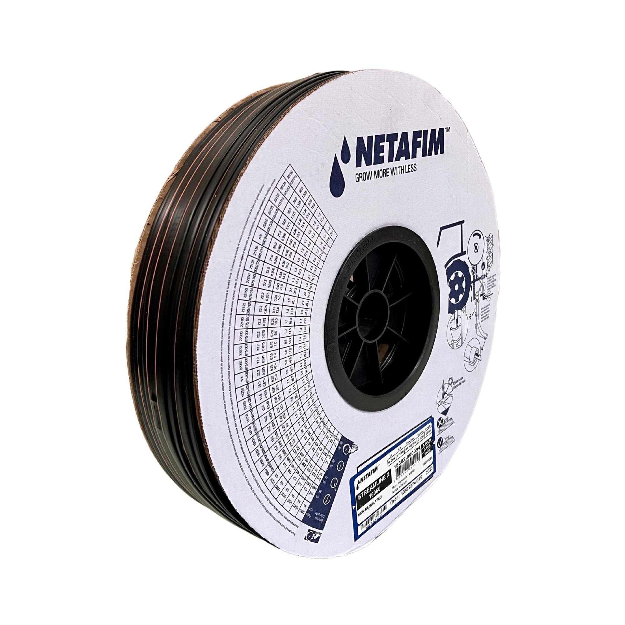 Tubo Gotejador Netafim Streamline X 16060 (6 mil) 1,6 l/h - 250 metros - Zanagro