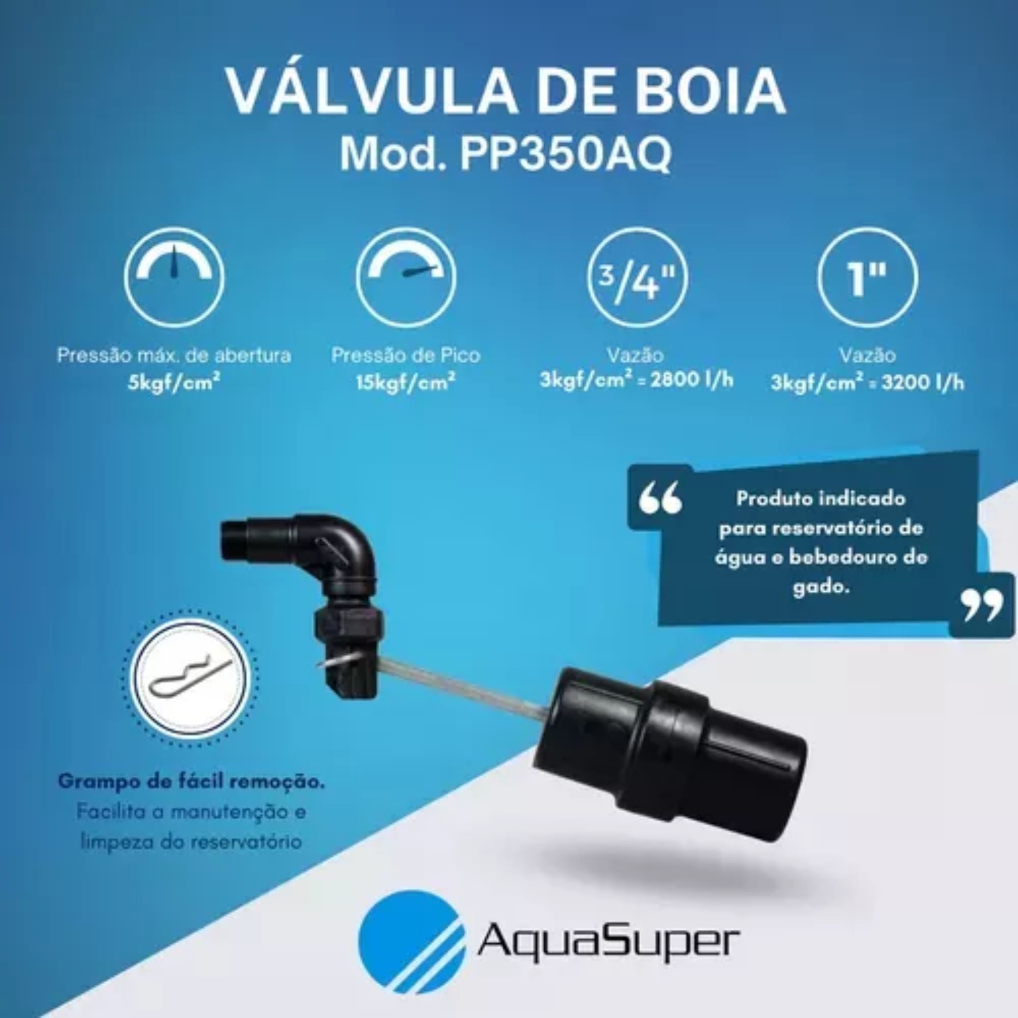 Válvula de Bóia p/ Bebedouros e Caixas d' Água - Zanagro