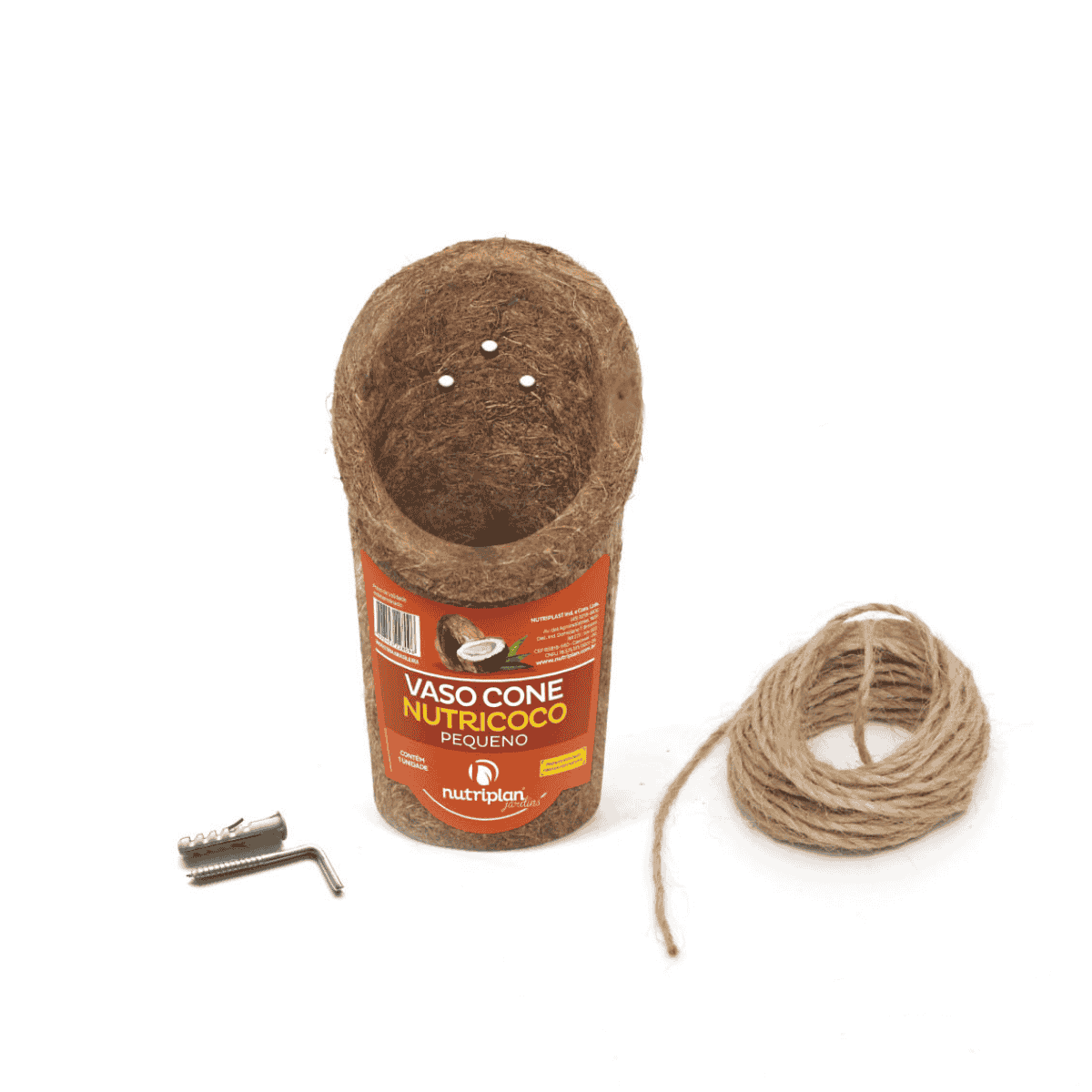 Vaso Fibra de Coco Nutriplan Cone Pequeno Com Kit Fixação - Zanagro