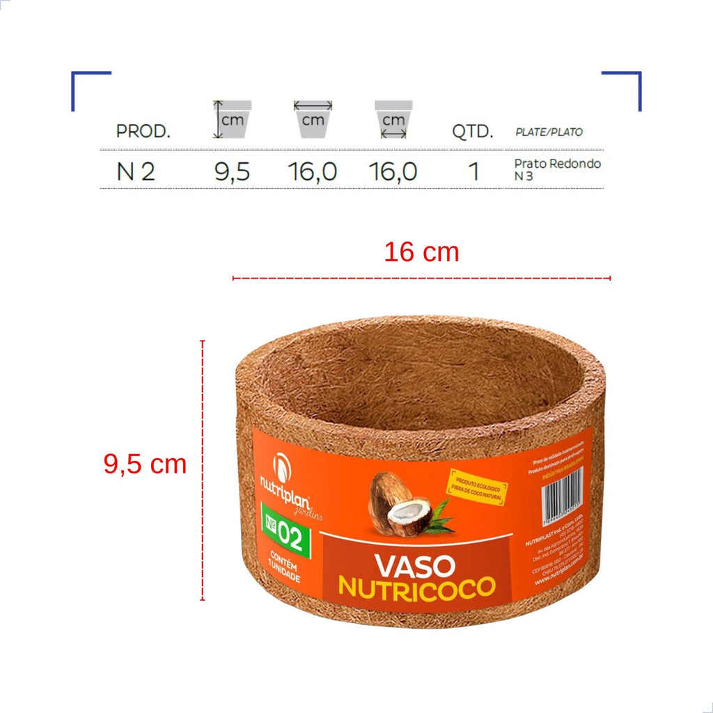 Vaso Nutricoco Nº 2 em Fibra de Coco Natural - Nutriplan - Zanagro