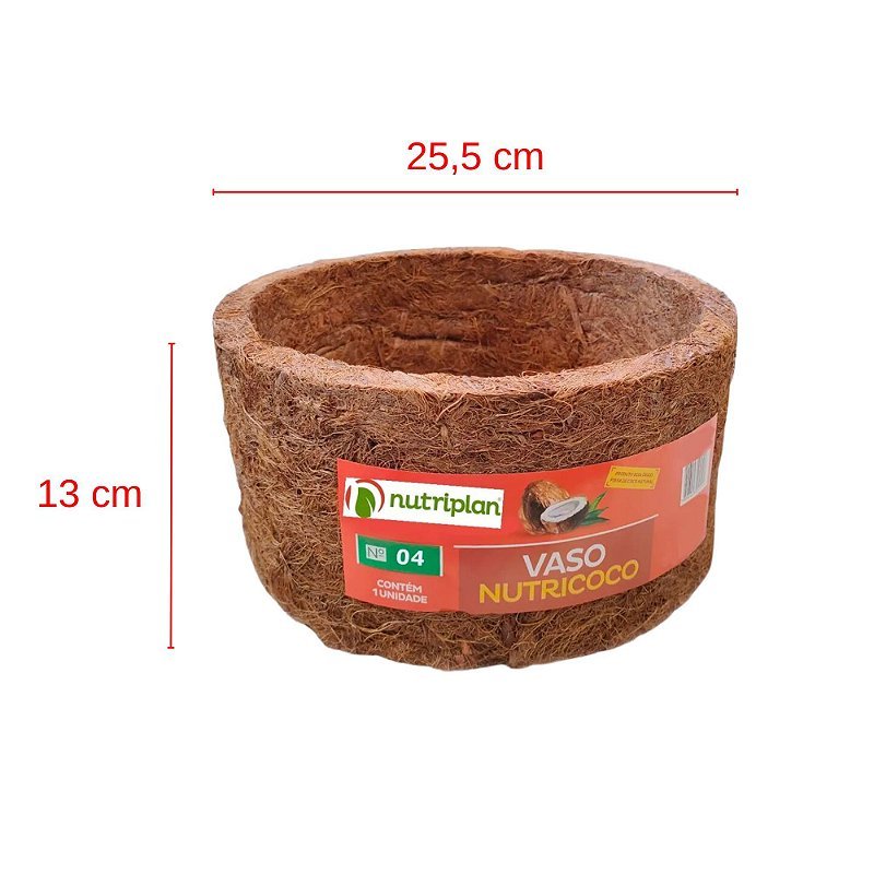 Vaso Nutricoco Nº 4 em Fibra de Coco Natural - Nutriplan - Zanagro
